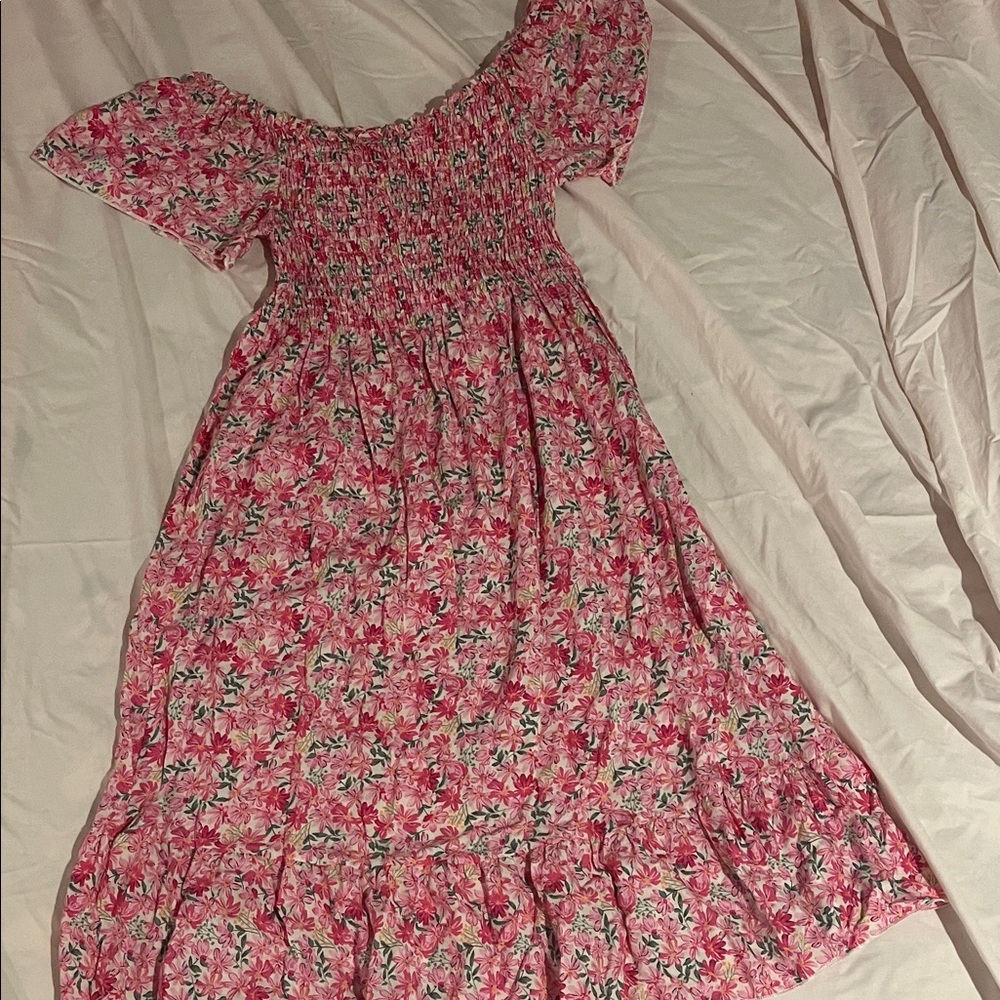 Floral Pink Off-Shoulder Dress